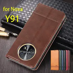 Deluxe Magnetic Adsorption Leather Fitted Case for Huawei Nova Y91 Flip Cover Protective Case Capa Fundas Coque