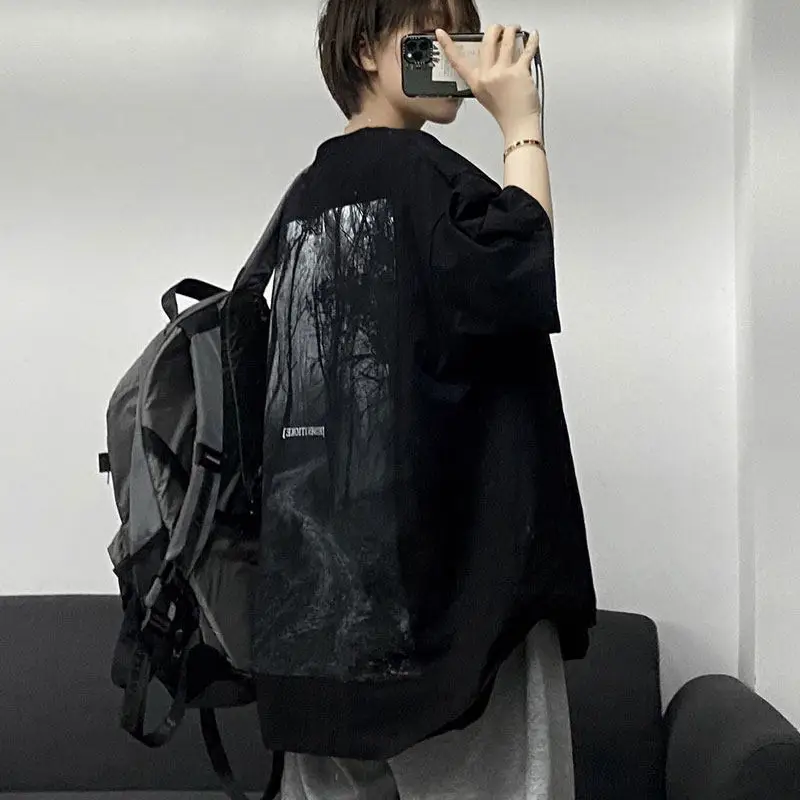 

Лето 2023, футболка с короткими рукавами и принтом для пар, мужская футболка в оригинальном стиле, модная мужская футболка с половиной рукавов