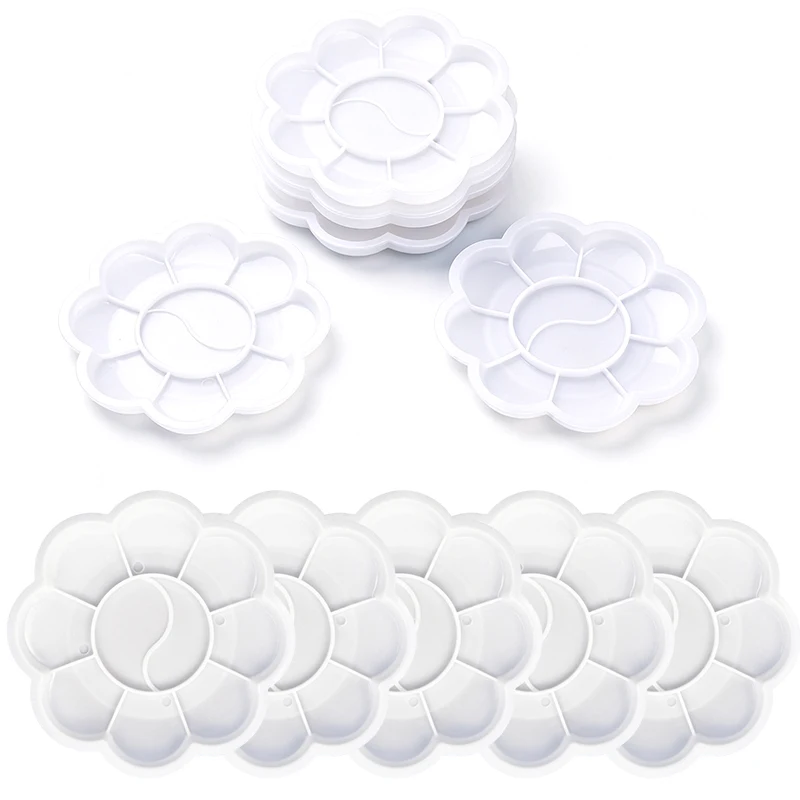 10-20PCS/Set Portable Plum Blossom Paint Palette Small Size Painting Supplies Compact Flower Shape Color Mixing Tray For Art ZYF