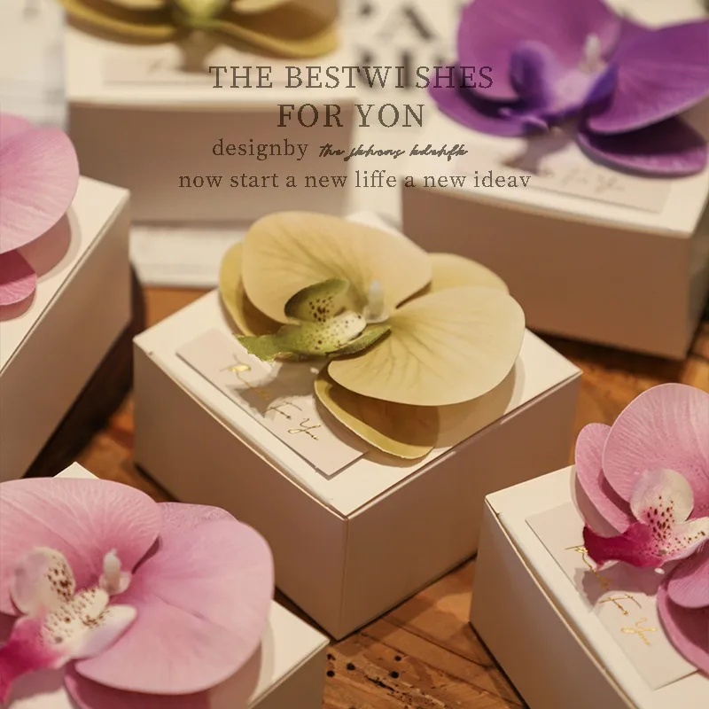 10/20/30 قطعة فراشة الأوركيد مربع كاندي صندوق حلوى الزفاف التعبئة والتغليف استحمام الطفل لوازم الحفلات #3