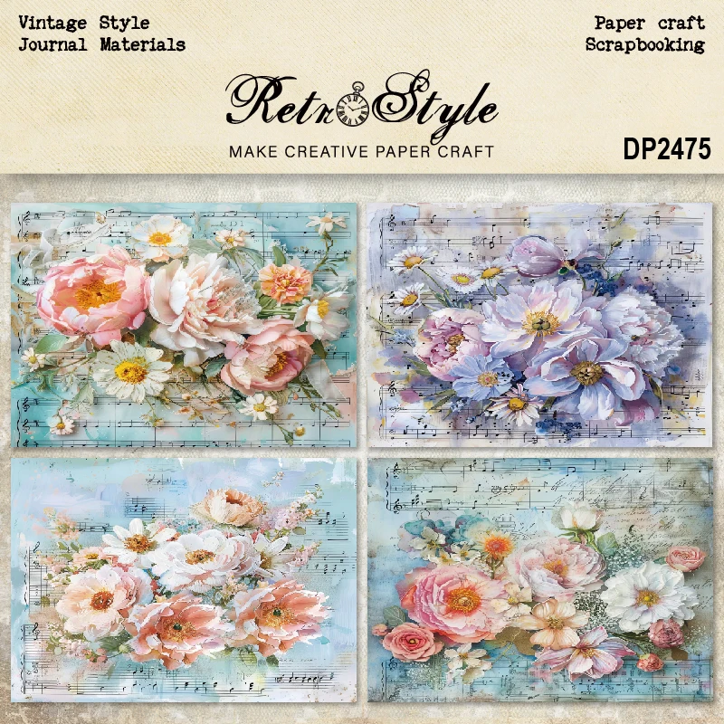 Panalisacraft 8 sheets A5 size Vintage Style Scrapbooking patterned paper Fancy Card Pack Light weight Craft Paper Card