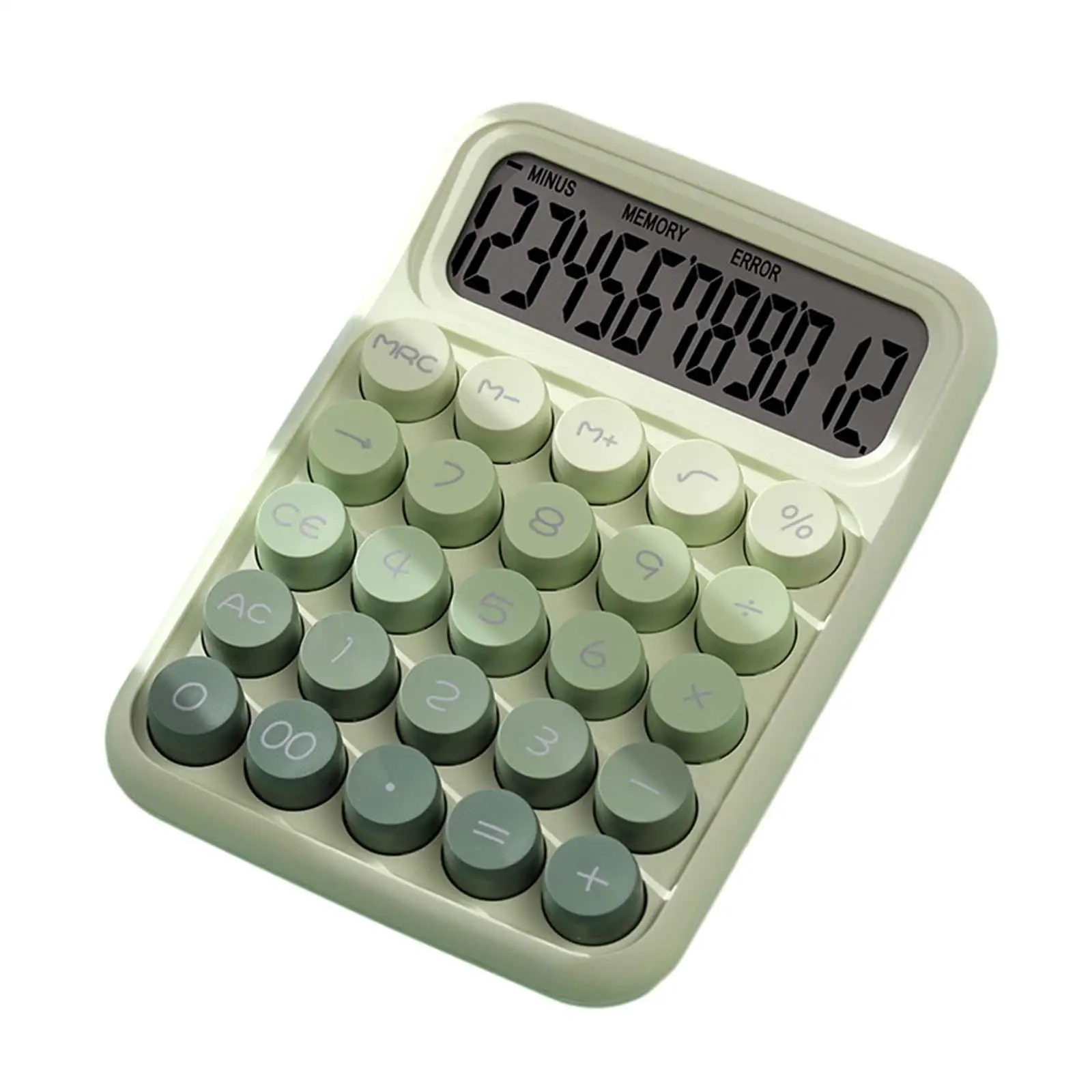 Desktop Mechanical Calculator 12 digits Big Buttons Battery Operated Gradient Color for Basic Numerical Calculation Convenient