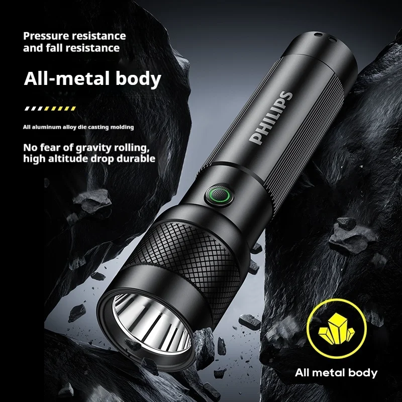 Philips 2025 New Lighting Flashlight Strong Light Charging Super Bright Zoom Long-range Outdoor Home Student Mini Portable Long