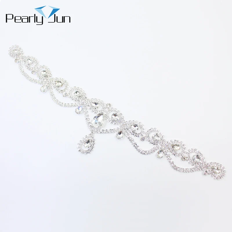 1 Pieces of 33*16cm Pendant Crystal Neckline Patch for Bride Wedding Dress Belt Decoration DIY Sewing Rhinestone Applique YL017