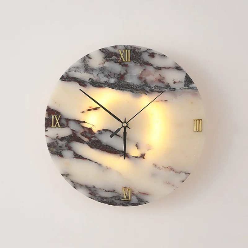 Nordic personalized clock design marble living room wall lamp postmodern light luxury model room foyer living room study lamp