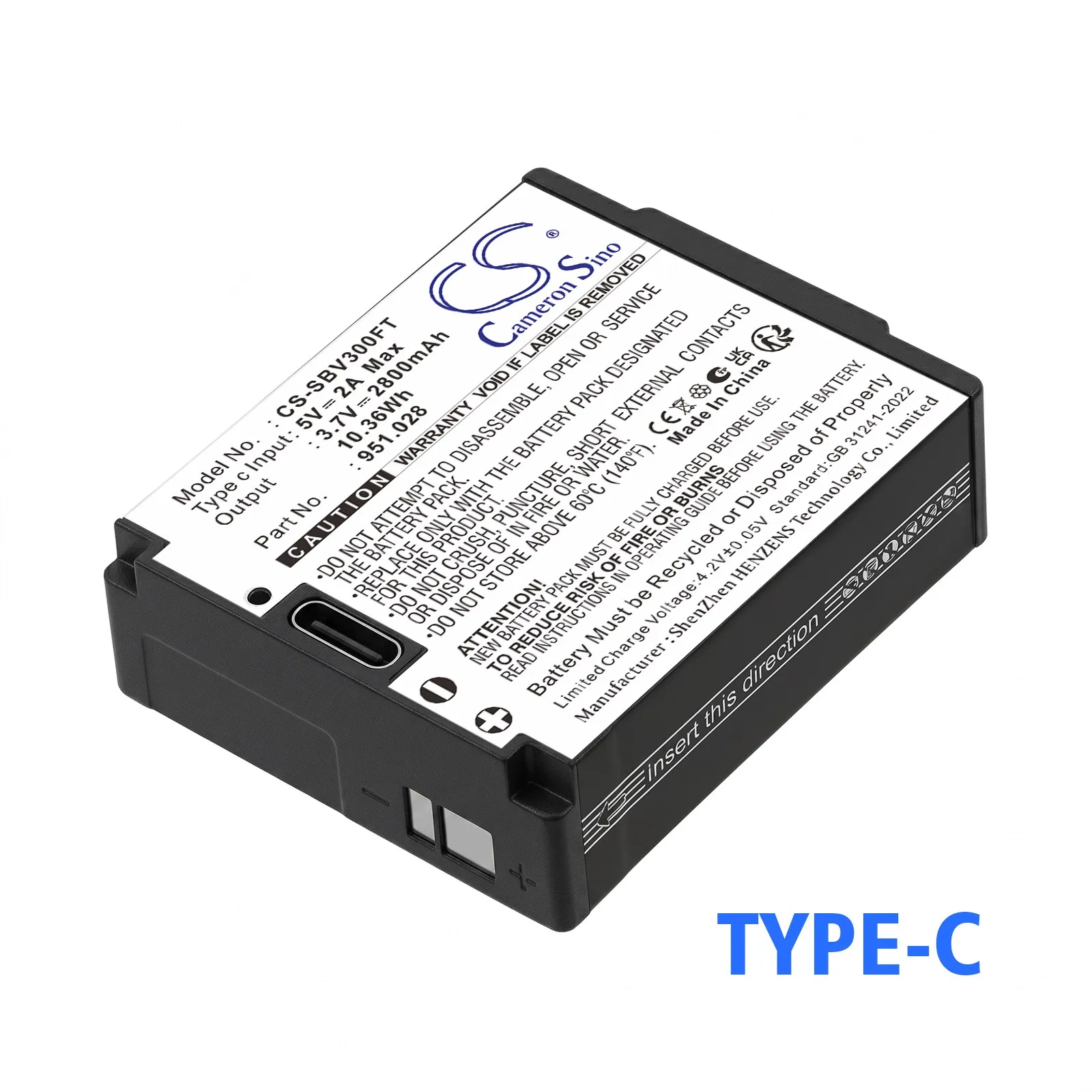 Replacement 3.7V 2800mAh Flashlight Battery 951.028 for Suprabeam V3 Pro, V4 Pro