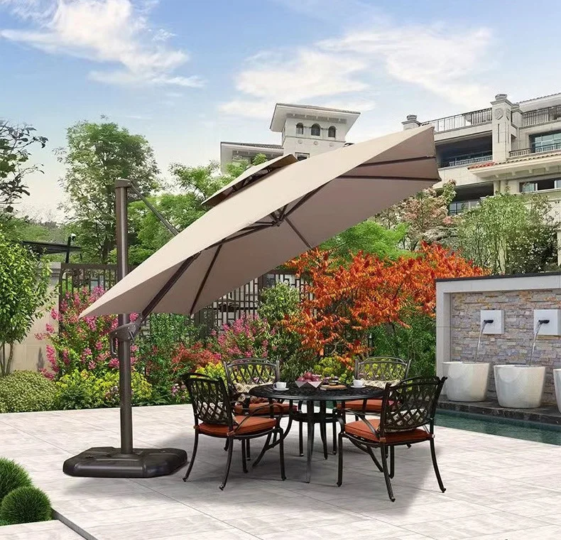 Uplion 10FT Big Square Roma Umbrella Outdoor Aluminum Parasol Waterproof Cantilever Umbrella for Patio