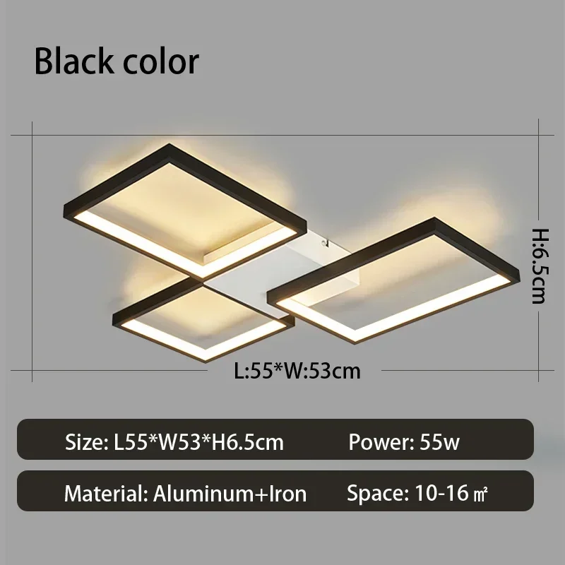

Nordic Modern LED Ceiling Light Dimmable Black/Gold Lamp for Living Room Bedroom Home Decor - Contemporary Lighting