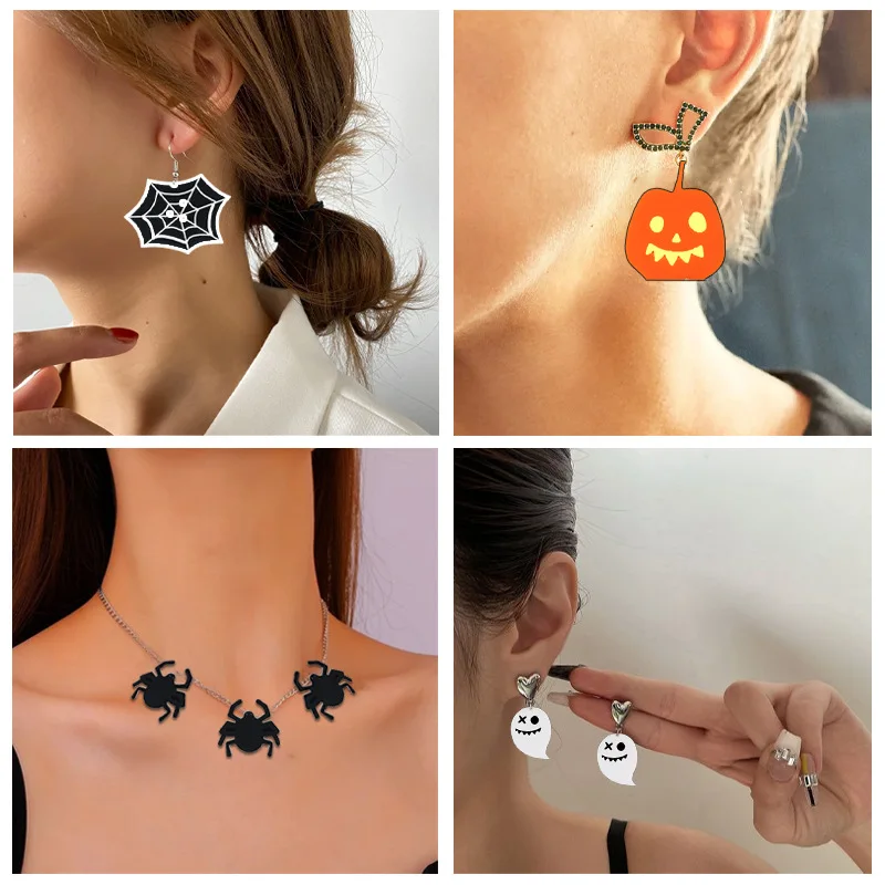 Halloween Pendant Silicone Mold Crystal Epoxy Resin Molds DIY Resin Earring Mold Pumpkin Bat Ghost Jewelry Keychain Accessories