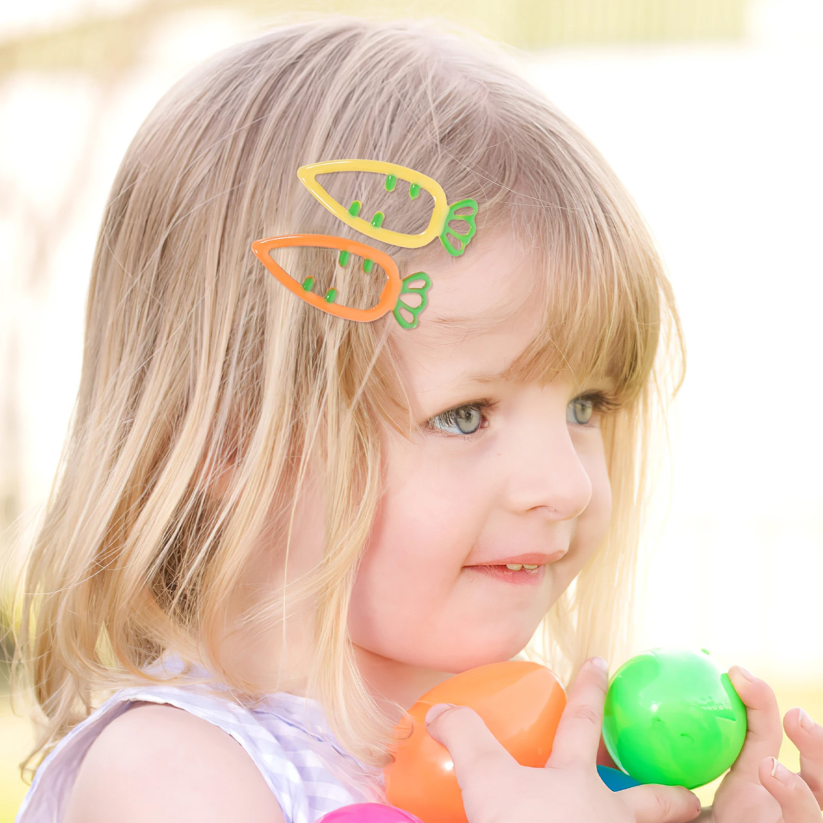 

14 pcs C y Color Hairpins Snap Clips for Girls Carrot Accessories Cute Decorative Safe Practical Hair Clips for Little Girl Hair