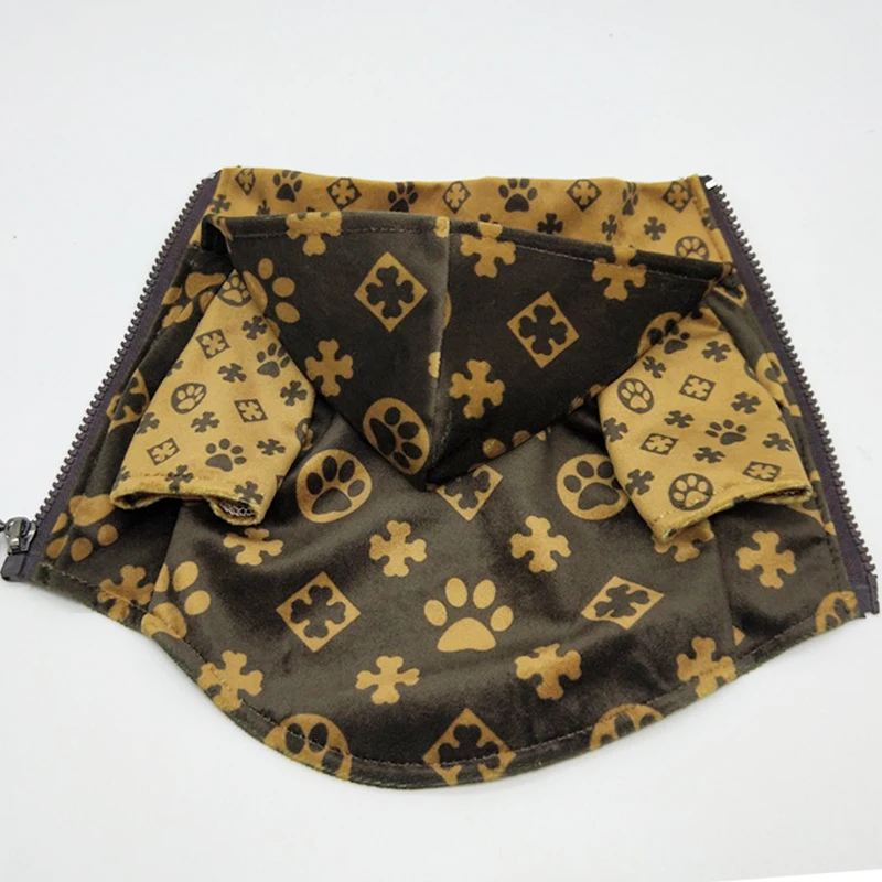 Designer Pet Clothing Spring Autumn Fleece Jacket Fashion Dog Paw Print For Small And Medium Dogs Cute Hooded Clothes Size XS-FB