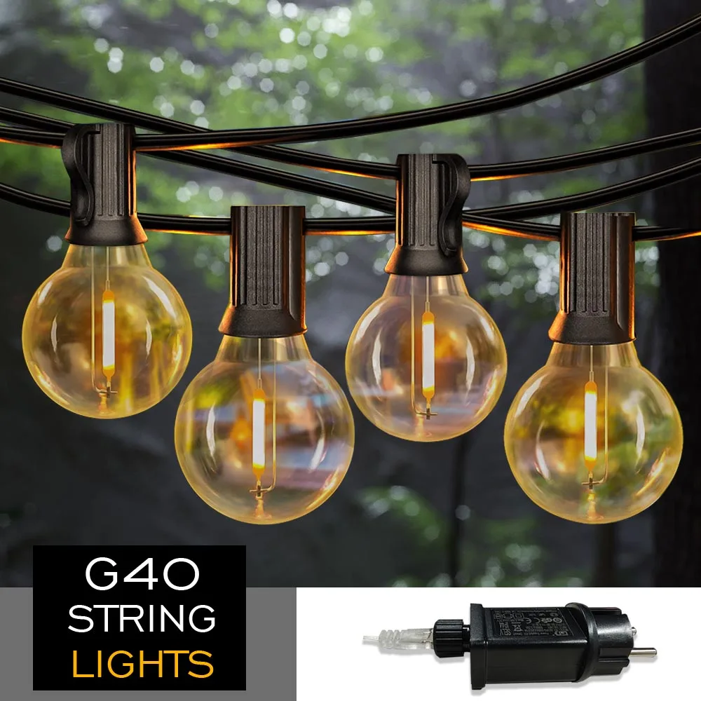 

LED G40 Ball String Lights Waterproof Outdoor Garden Garland String Lights 21M 40Pcs Garden Pub Christmas Party Home Decoration