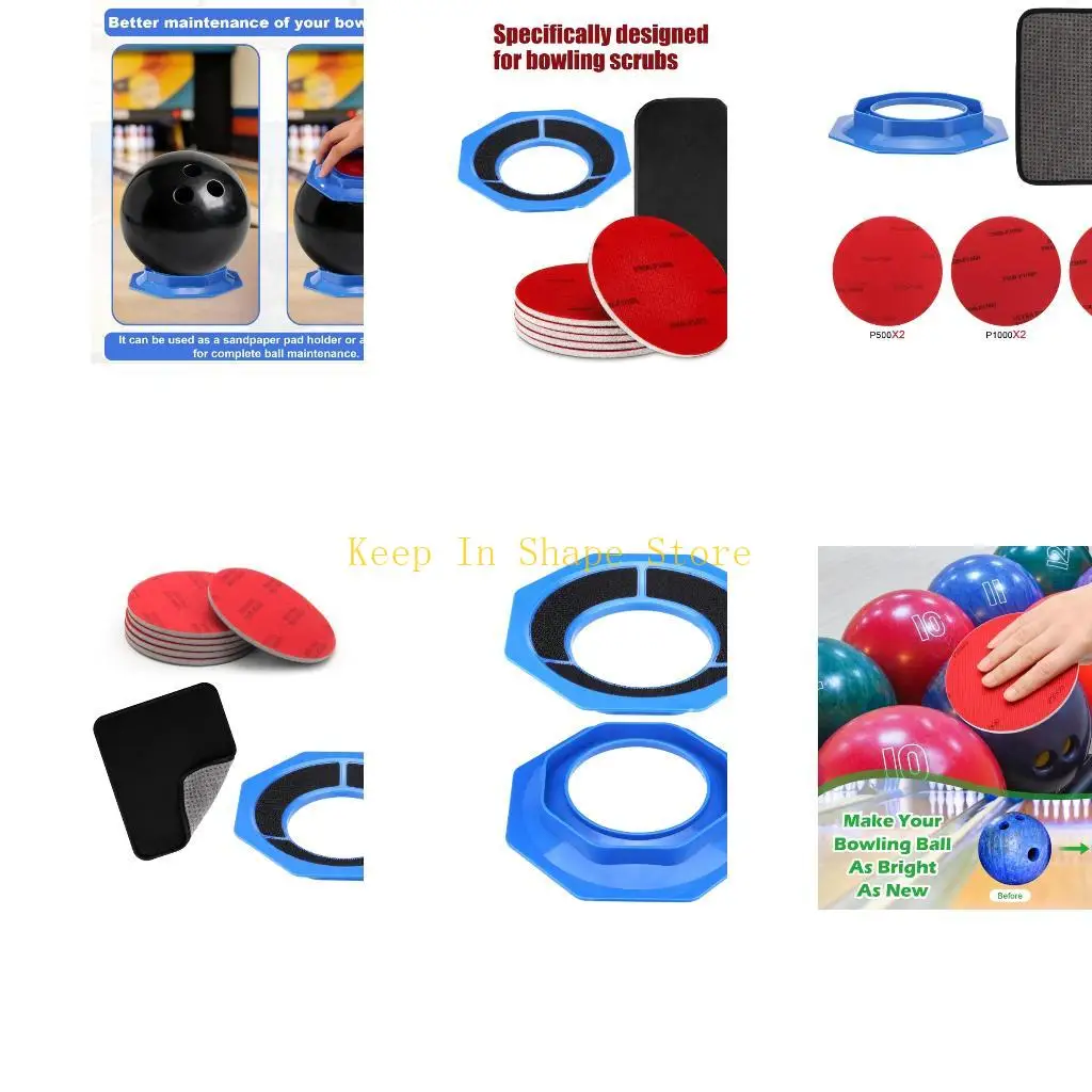 U1JC Bowling Ball Care Set with ABS Support Frame, Six Abrasive Discs and Microfiber Cloth for Wiping, Polish Work and Routine