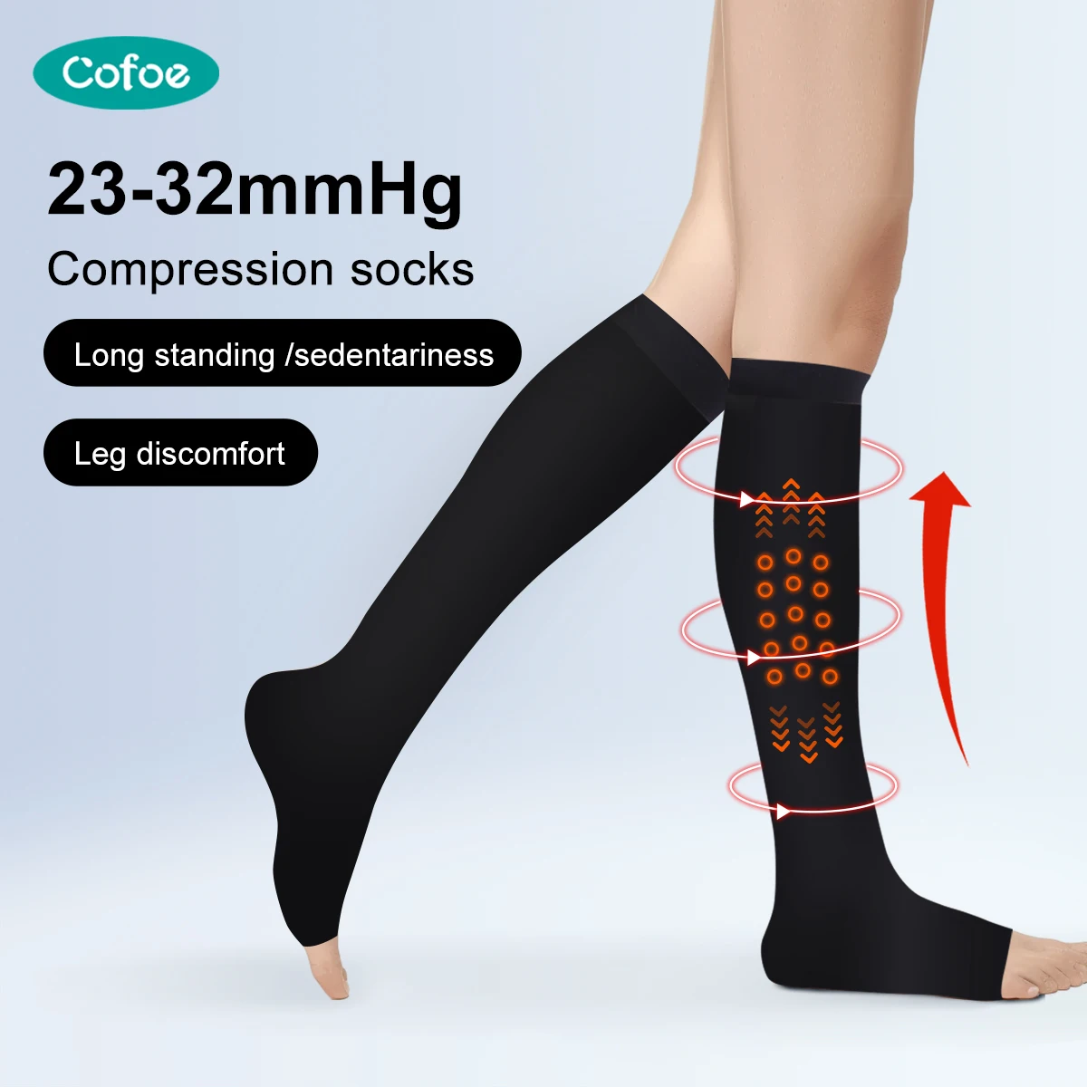 

Cofoe Medical Toeless Compression stocking Medium compression socks Non-slip Knee-highs Prevent Swelling varicose veins