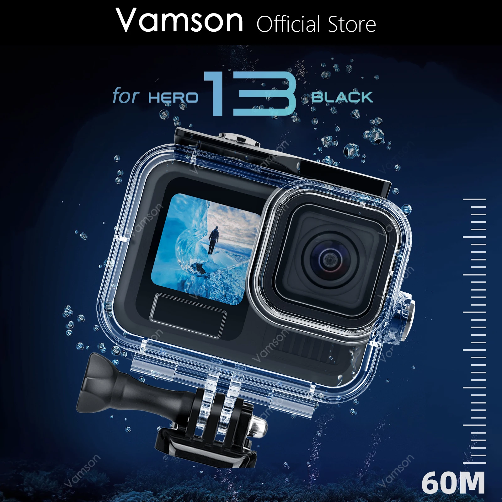 Vamson 60M Depth Waterproof Case for Go Pro Hero 13 12 11 10 9 Underwater Diving Housing Cover for Gopro Hero 13 Accessories