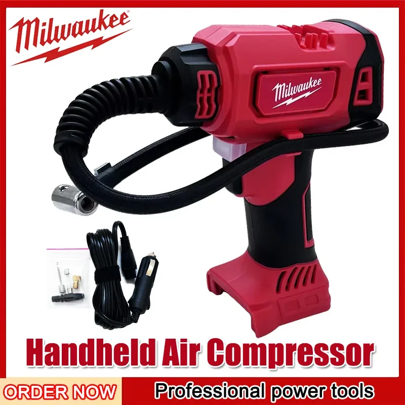 Milwaukee Cordless Portable Electric Air Pump Cordless Car Tire Automatic Inflator Handheld Air Compressor Power Tools For 18V