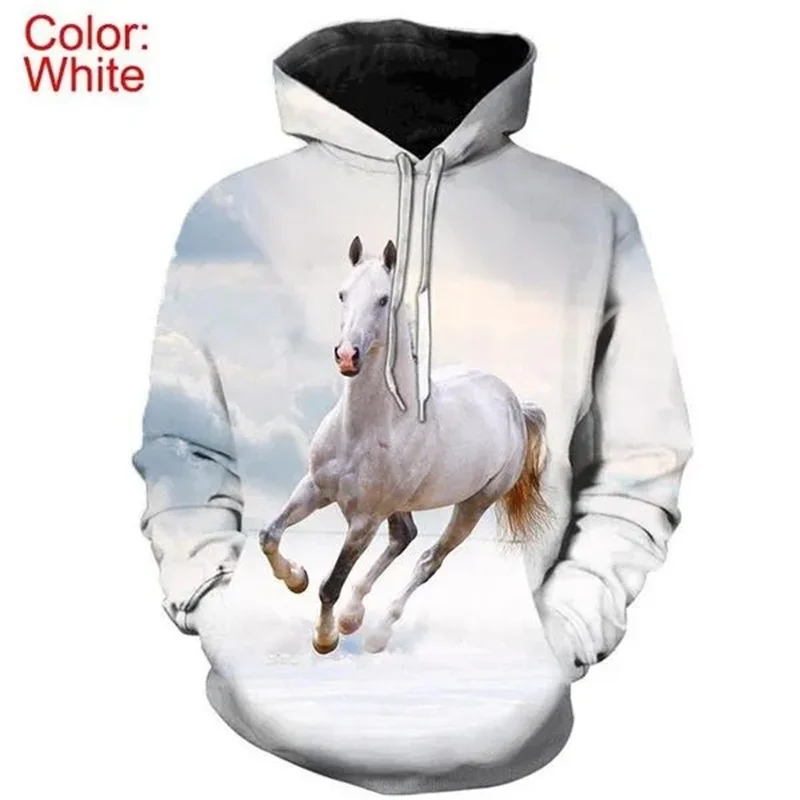 Horse Steed Animal Hoodie Men Clothing 3D Thoroughbreds Printed New in Hoodies Women Harajuku Fashion y2k Pullovers Hooded Hoody