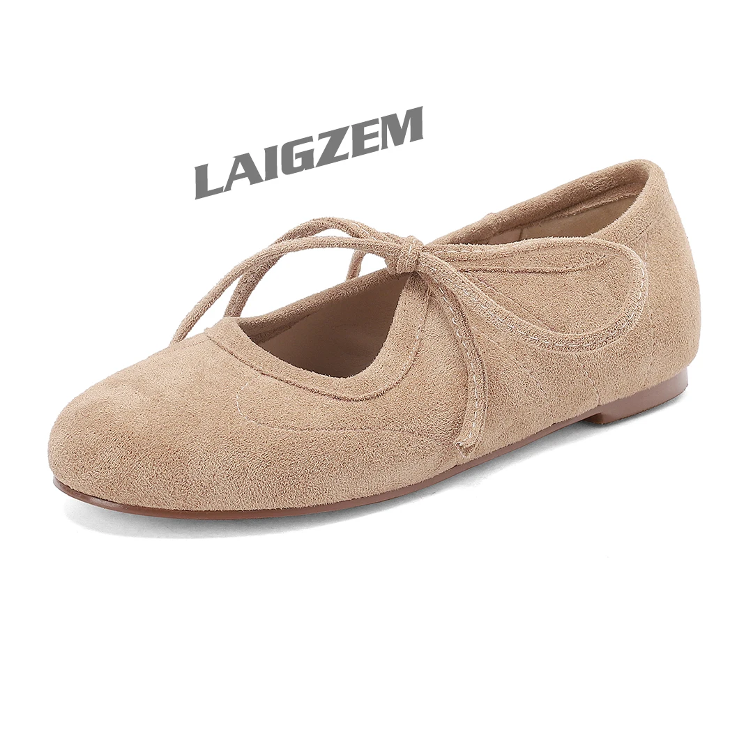 

LAIGZEM Women Flats Faux Suede Comfortable Shoes Woman Driving Causal Students Pregnant Mother Footwear Big Size 33 41 47 48