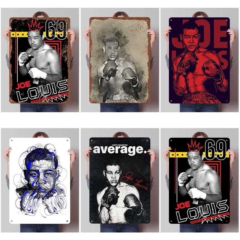 Joe Louis Boxer Metal Posters Custom Vintage Metal Signs Wall Art Retro Tin Plaque for Man Cave Bedroom Decoration Gaming House