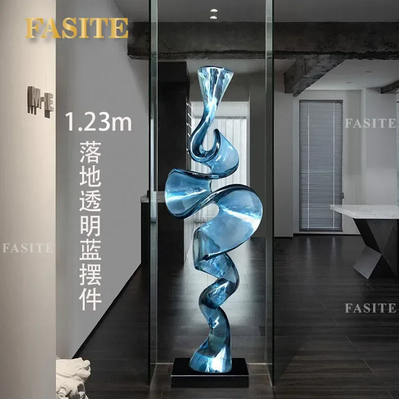 For 1.2m Large Modern Art Sculpture Transparent Resin Floor Ornament Living Room Home Decor Opening Gift Contemporary Statue