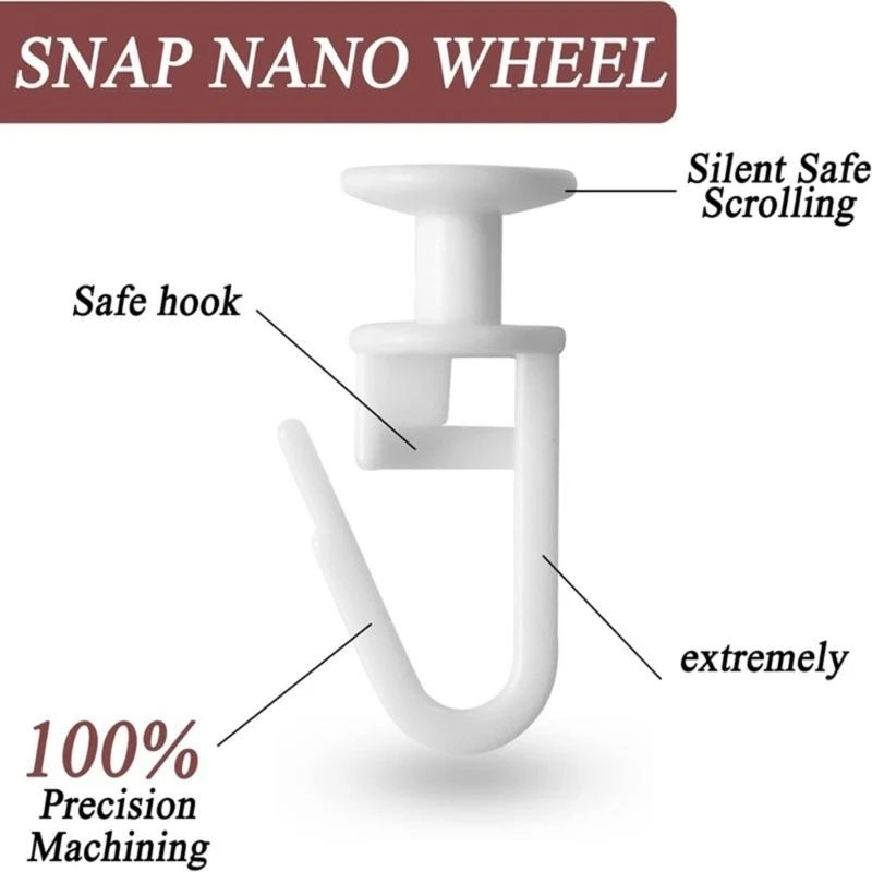 Pack of 50 Quiet Glides Curtain Track Folding Hook Gliders for Smooth Operate