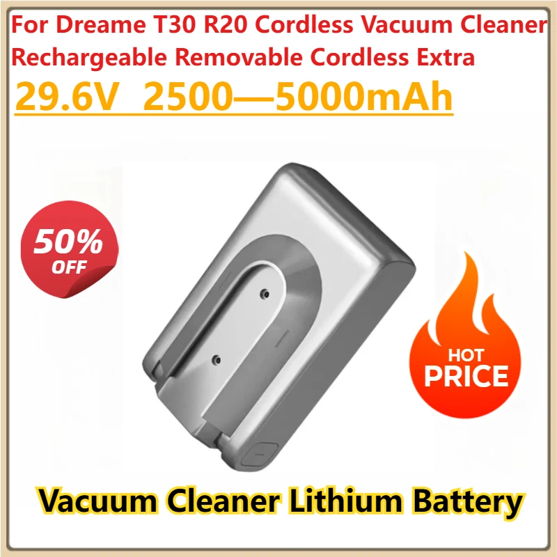 

New 5000mAh Replacement Battery for Dreame T30 R20 Cordless Vacuum Cleaner Rechargeable Removable Cordless Extra Battery Pack
