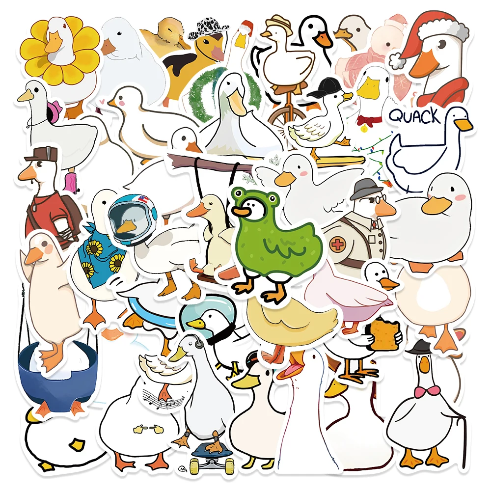 50Pcs Mixed Cartoon Duck Stickers Cute Animals Waterproof Decals to DIY Helmet Skateboard Laptop Motorcycle Cool Kids Gifts