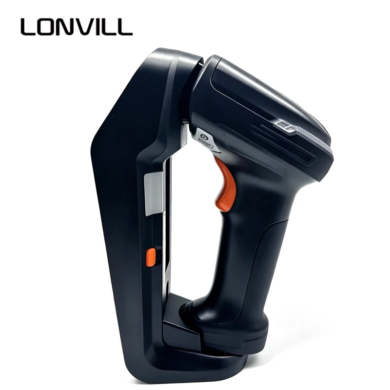 LONVILL DPM Decoding Scanner 3200mAh Long Battery Life Dual Mode BT 2.4G Wireless Barcode Scanner with Removable Desk Wall Base