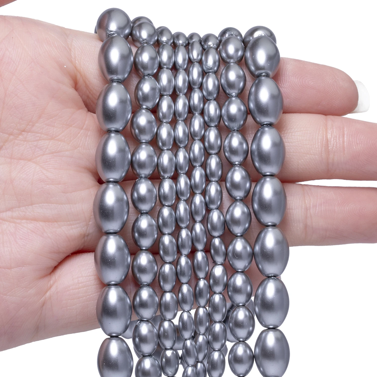 Vier Größen Reisförmige Mehrfarbige Glas-Imitationsperlen für Schmuckherstellung Handgefertigte DIY Armband Halskette Zubehör – Detail 7