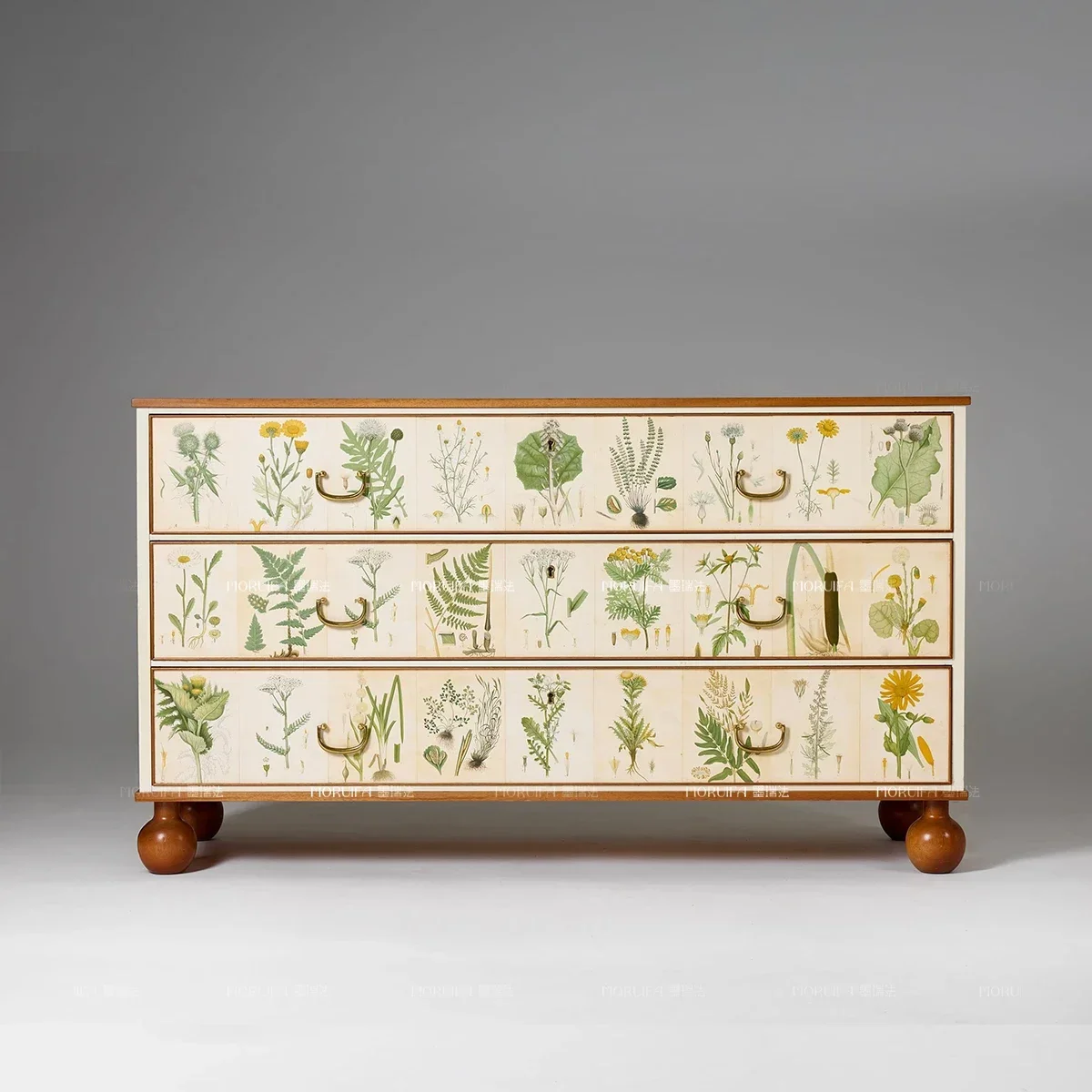 A French retro solid wood bucket bedroom storage bedside storage chest of drawers