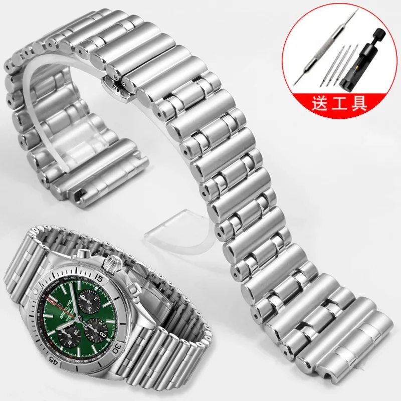 

For Breitling Stainless Steel Watch Strap Mechanical Timing B01 Precision Watchband Super Ocean Avenger Watch Chain 22mm