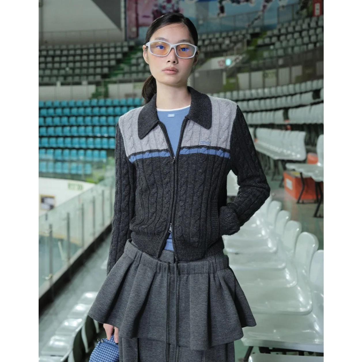 

G-нейтральный шерстяной вязаный свитер с воротником цвета Blo Commute Универсальный кардиган Ele Sle Long Sve с высоким воротником на молнии