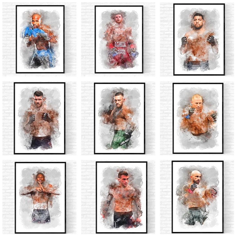 Mixed Martial Arts MMA Poster Boxer Watercolour Wall Art Print Canvas Painting The Notorious Pictures for Home Decoration