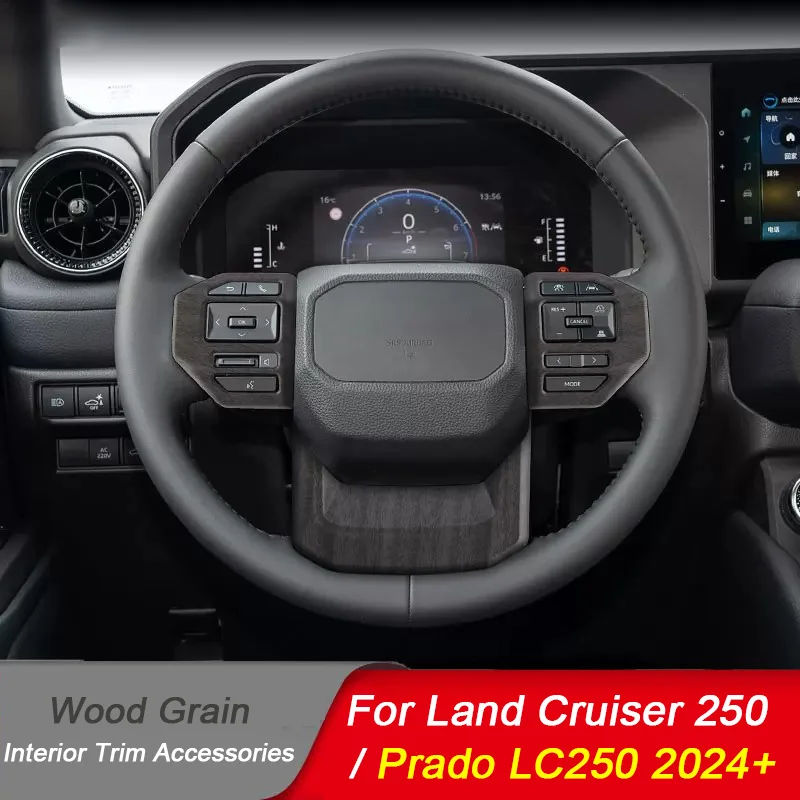 For Toyota Land Cruiser 250 Prado LC250 2024 2025 Wood Grain Interior Trim Cover Center Control Gearshift Panel Air Outlet Frame view 4