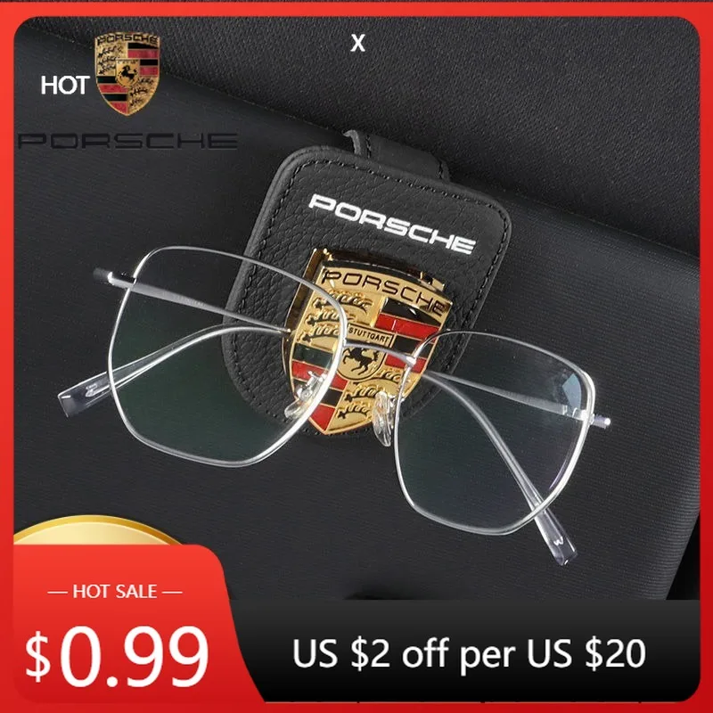 

Наклейка на автомобиль для Porsche Cayman, Cayenne, 911, Macan, держатель для солнцезащитных очков, магнитный кожаный зажим для солнцезащитного козырька для Porsche