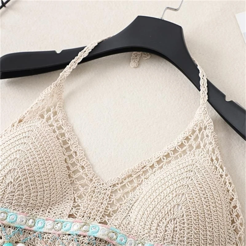 Girls Knitted Crop Tops Halter Vest Women Bohemia Sleeveless Top Dropship