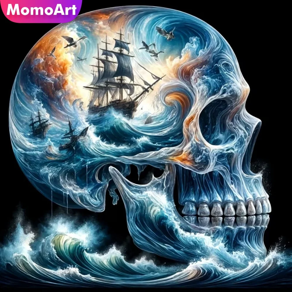 Momoart Diamond Painting Skeleton Abstract DIY Picture Rhinestones Mosaic Ship Landscape New Arrival Embroidery Decor for Home