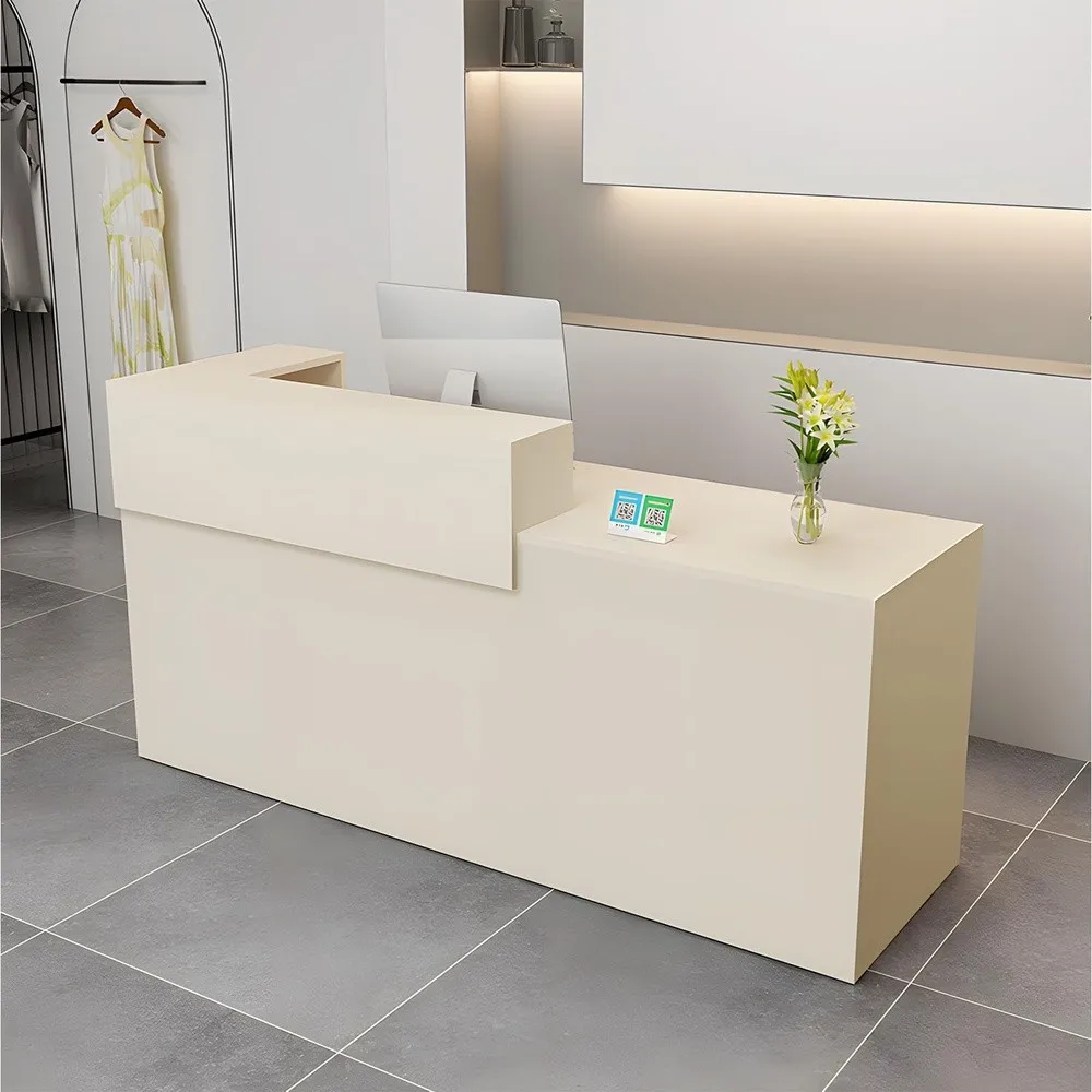 Modern Reception Desk with Drawer & Open Shelves 39 95 Inch Front Counter Table Computer Workstation Suitable for