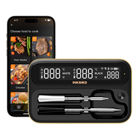 INKBIRD Dual Mode Wireless Meat Thermometer,Long Short Probe Combo,Backlit HD LCD,IP67 Waterproof&Alarm for BBQ Cooking Grilling