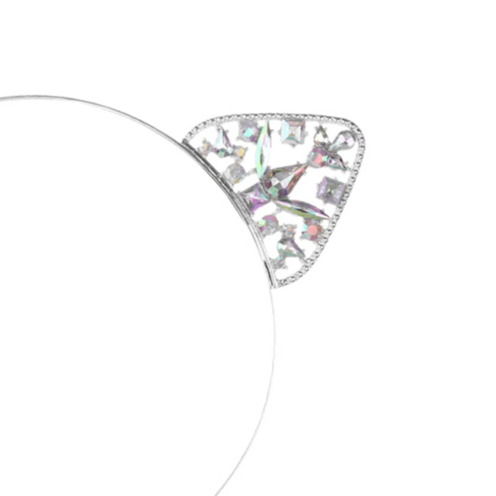 

Cat Ears Headband Hair Bands Drill Hoop Girls Crystal Rhinestone Shiny Lightweight Non Slip Party Stage Accessories
