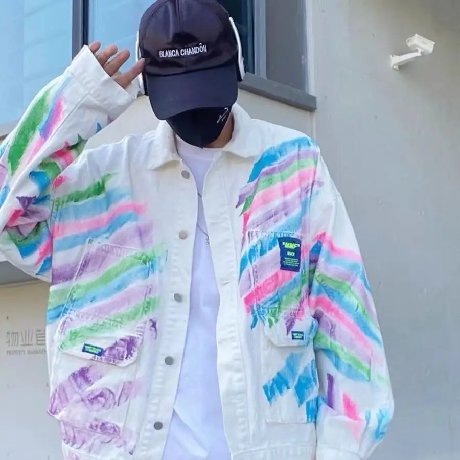 

Черная, синяя джинсовая куртка, женская весна и осень 2024, новый корейский свободный дизайн, повседневное джинсовое пальто с принтом, женское