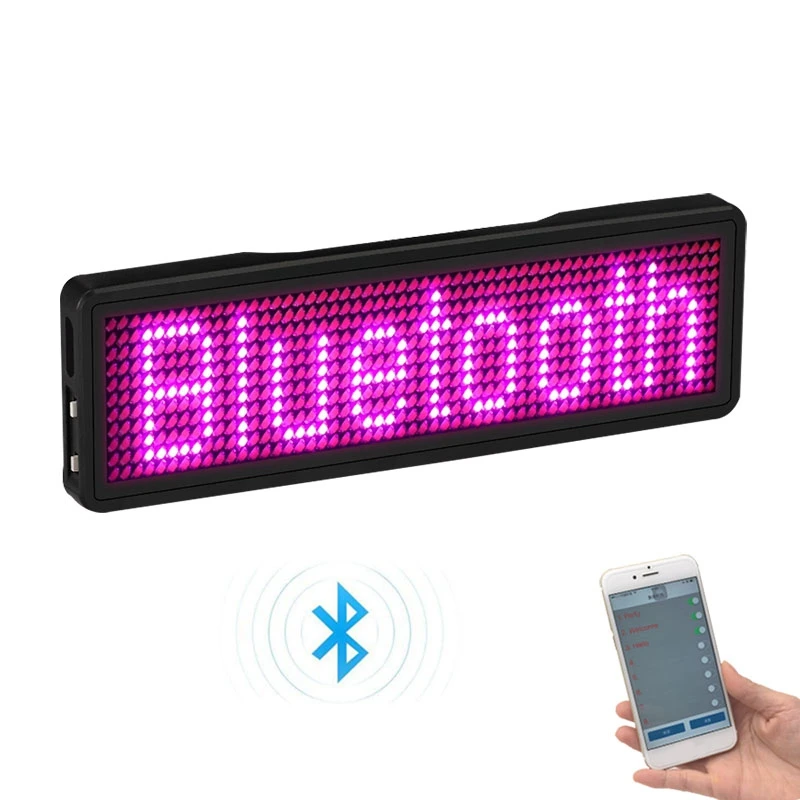 HIHI Bluetooth LED Nome Crachá Recarregável Sinal de Luz DIY Programável Scrolling Message Board Display LED, Tipo 2