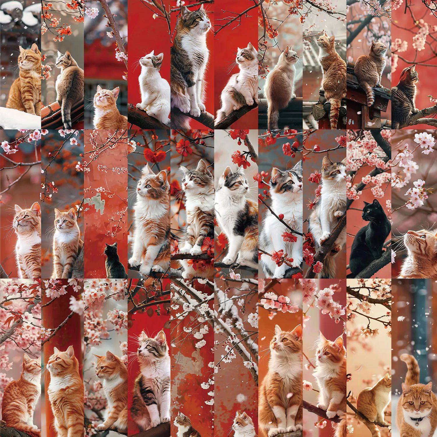 30Pcs Cartoon Cute Palace Museum Cat Bookmarks Reading Page Markers Student Supplies Gift Idea for Book Lovers