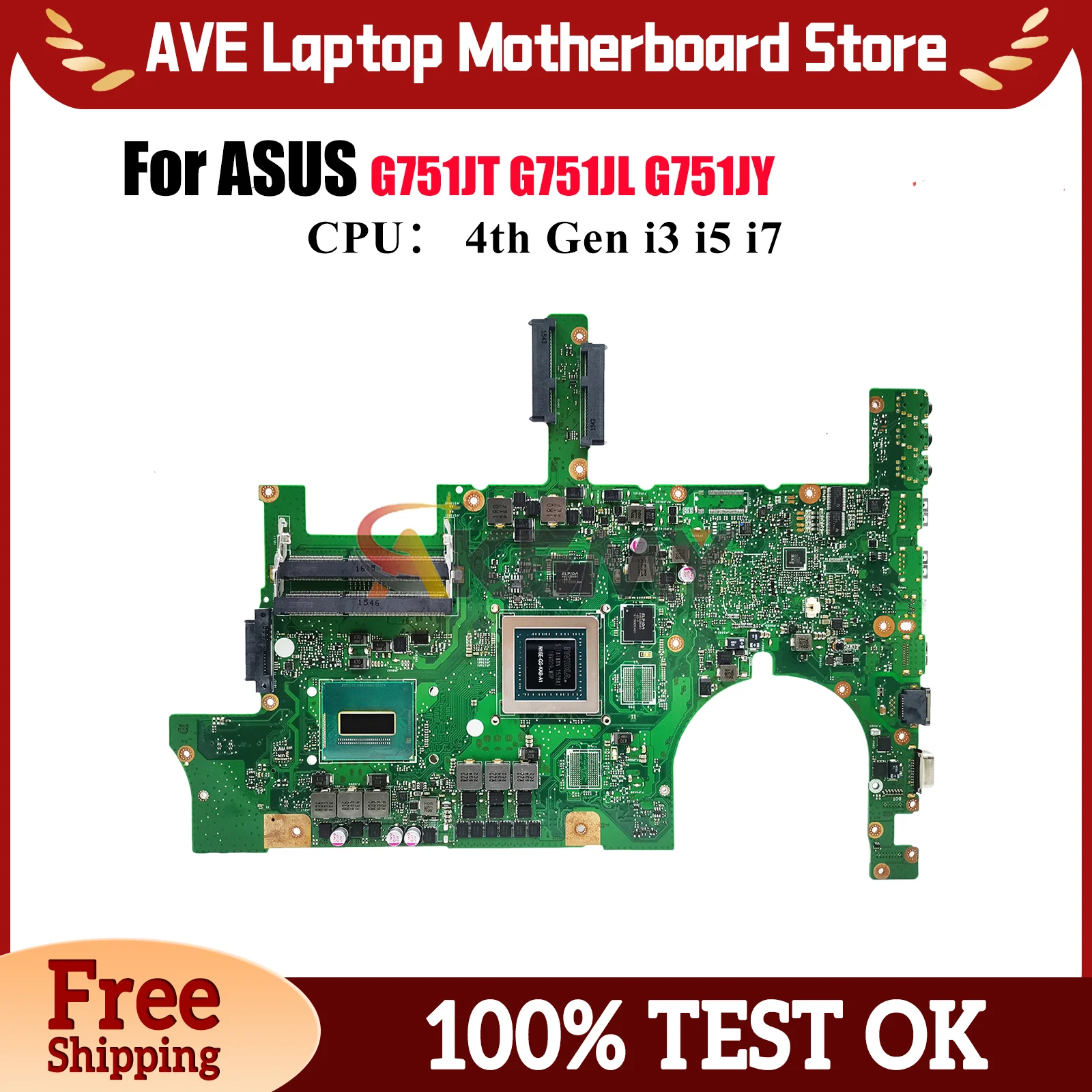 

G751JL Материнская плата для ноутбука ASUS ROG G751JL G751JT G751JY G751J Материнская плата для ноутбука с процессором i3 i5 i7 100% тест ОК быстрая доставка