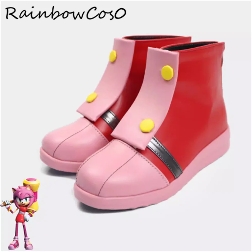 

Обувь для косплея Amy Rose Emi Rozu Rosy the Rascal, ботинки для игр, аниме, Хэллоуина, Рождества, RainbowCos0 W4713