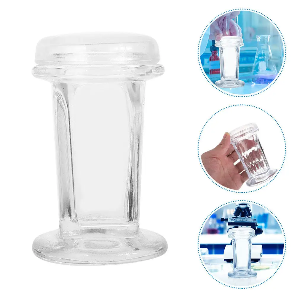 

2Pcs Glass Staining Jar Transparent Laboratory Slide Holder Efficient Slide Staining Container for Home and Lab Applications
