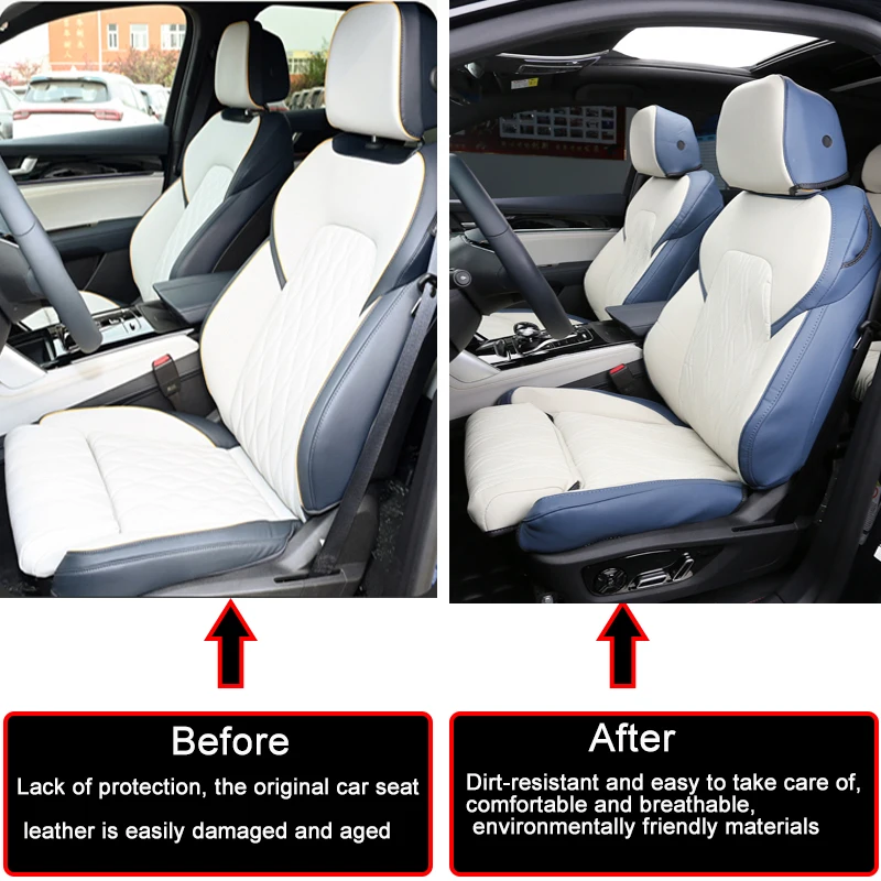 Car Full Seat Cover For Nappa Leather For BYD TANG EV 6 Seats 2022-Present Car Seat Mat Anti-dirty Protector BreathableAccessory