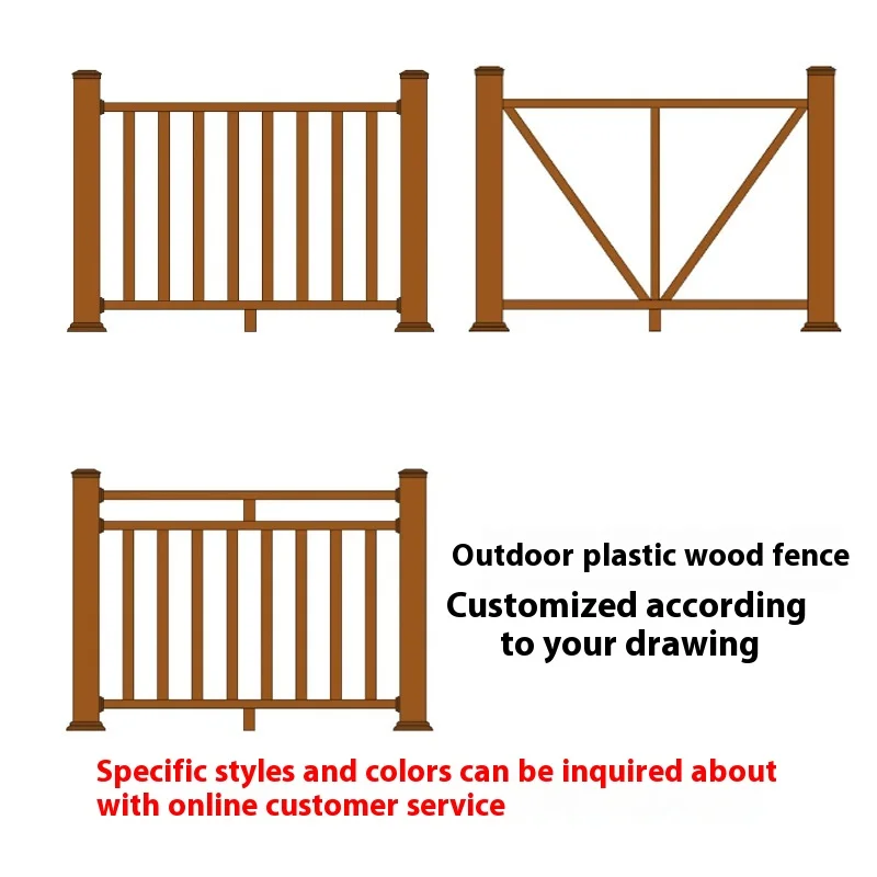 Maatwerk Moderne doe-het-zelf-installatie Buiten Hout-kunststof composietleuningen Anti-corrosie Waterdichte vangrails voor parken