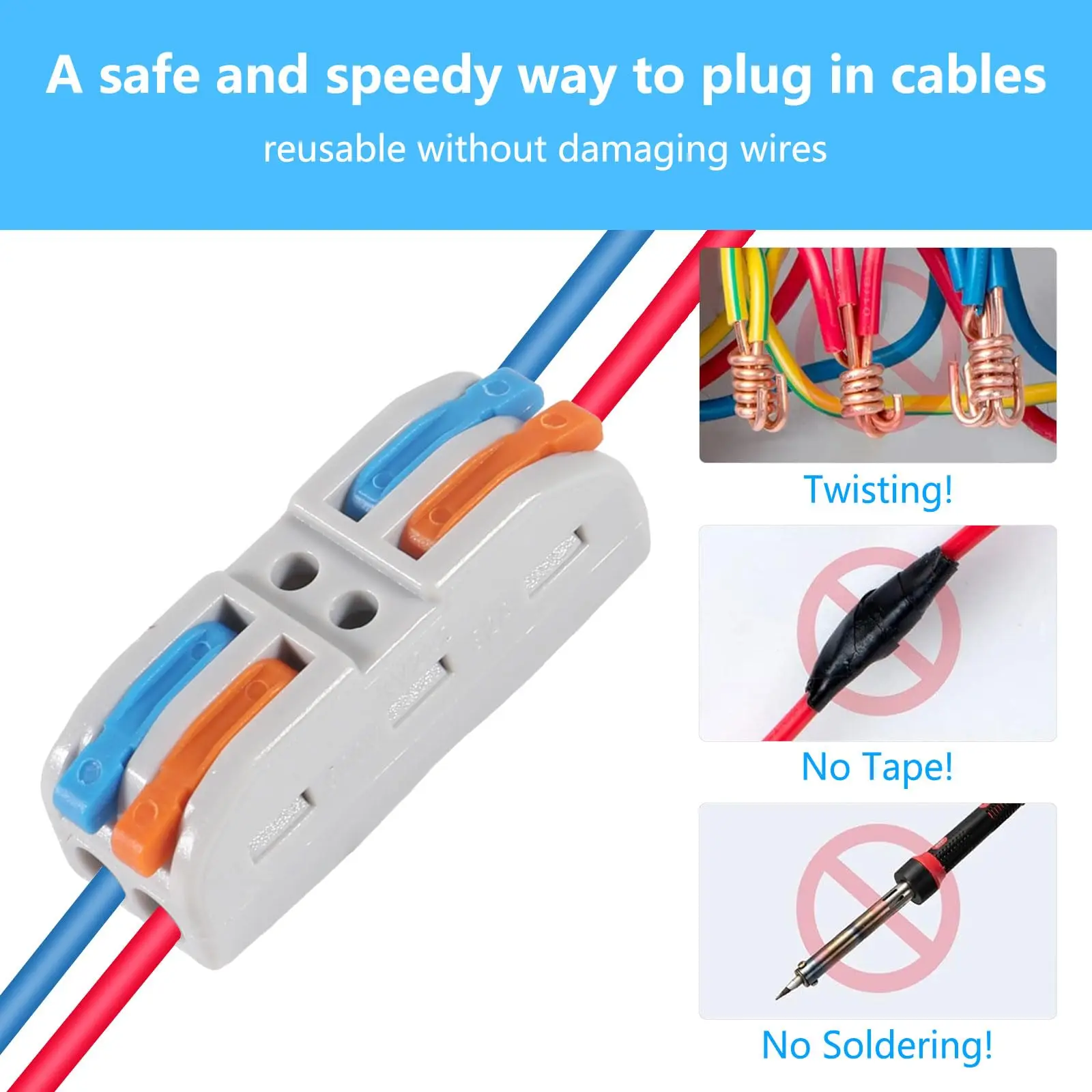 10Pcs Wire Conductor Connector Mini Lever‑Nut 2‑In‑2‑Out Fast Lighting Wire Cable Connector Terminal Block image 2