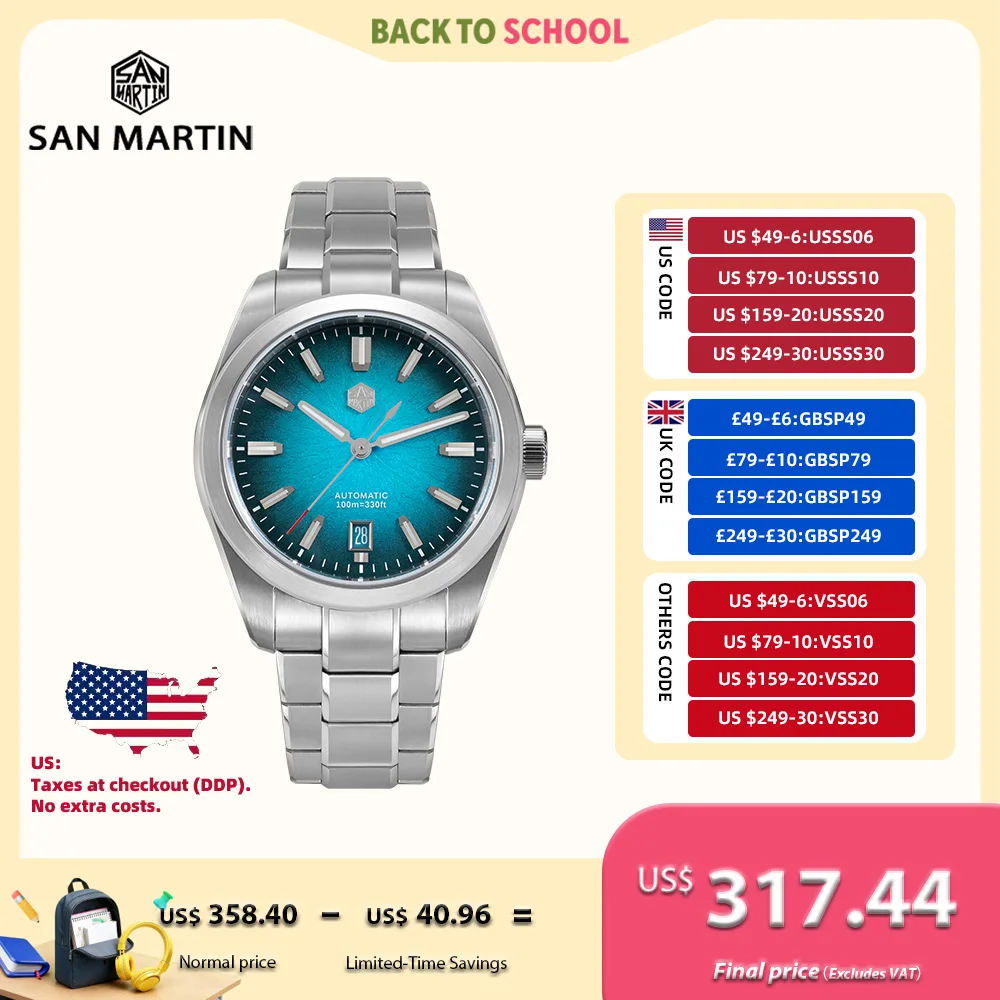 

San Martin 36/39/42 мм часы JianZhan для мужчин GADA Miyota 9015, автоматические наручные часы BGW-X1, водонепроницаемые часы для плавания, SN0144GS/X/L